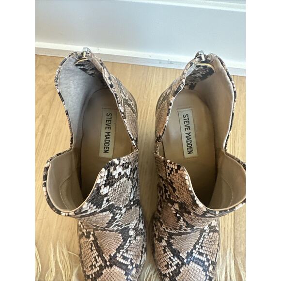 Steve Madden ALYSE Tan Multi Leather Pointed Zip Ankle Boots Block Heel SZ 10 - Picture 11 of 11